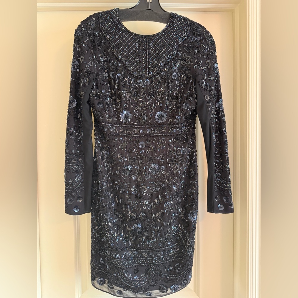 Needle & Thread Gray Sequin Embellished Cocktail Dress